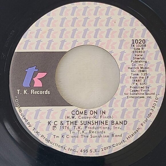 KC & The Sunshine Band I Like To Do It / Come On In 45 RPM 7" Vinyl 1976 TK 1020 - Picture 3 of 5